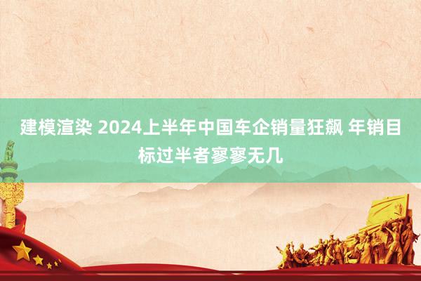 建模渲染 2024上半年中国车企销量狂飙 年销目标过半者寥寥无几