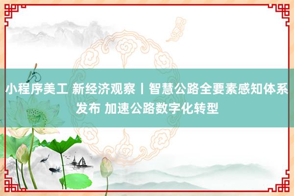 小程序美工 新经济观察丨智慧公路全要素感知体系发布 加速公路数字化转型