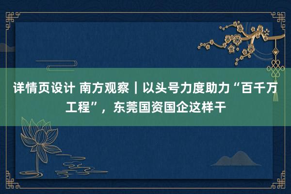 详情页设计 南方观察｜以头号力度助力“百千万工程”，东莞国资国企这样干