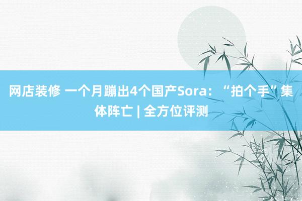 网店装修 一个月蹦出4个国产Sora：“拍个手”集体阵亡 | 全方位评测